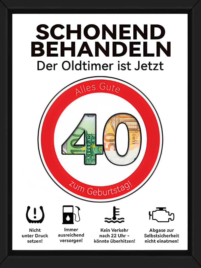 kiimiipa 40 Geburtstag Mann Frau,Geschenk 40 Geburtstag Mann Kreatives Geldgeschenke Bilderrahmen,Geschenke zum 40 Geburtstag Frau,40 Geburtstag deko,Jubiläum Gedenken Geld Geschenk (40)