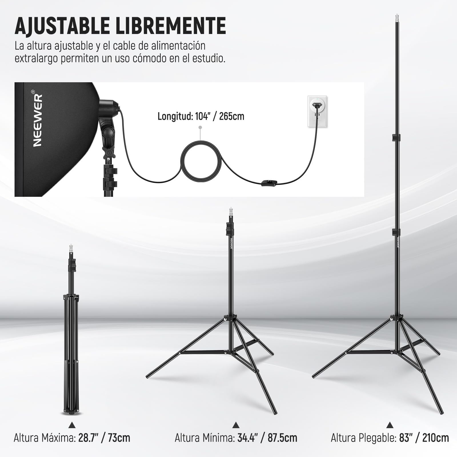 NEEWER Kit de Iluminación Continua de Caja de Luz Equivalente a 700W, 3 Bombillas de LED de 5700K, 60x60cm Softbox con Enchufe E27, Photography Softbox Lighting Kit para Equipo de Estudio Fotográfico