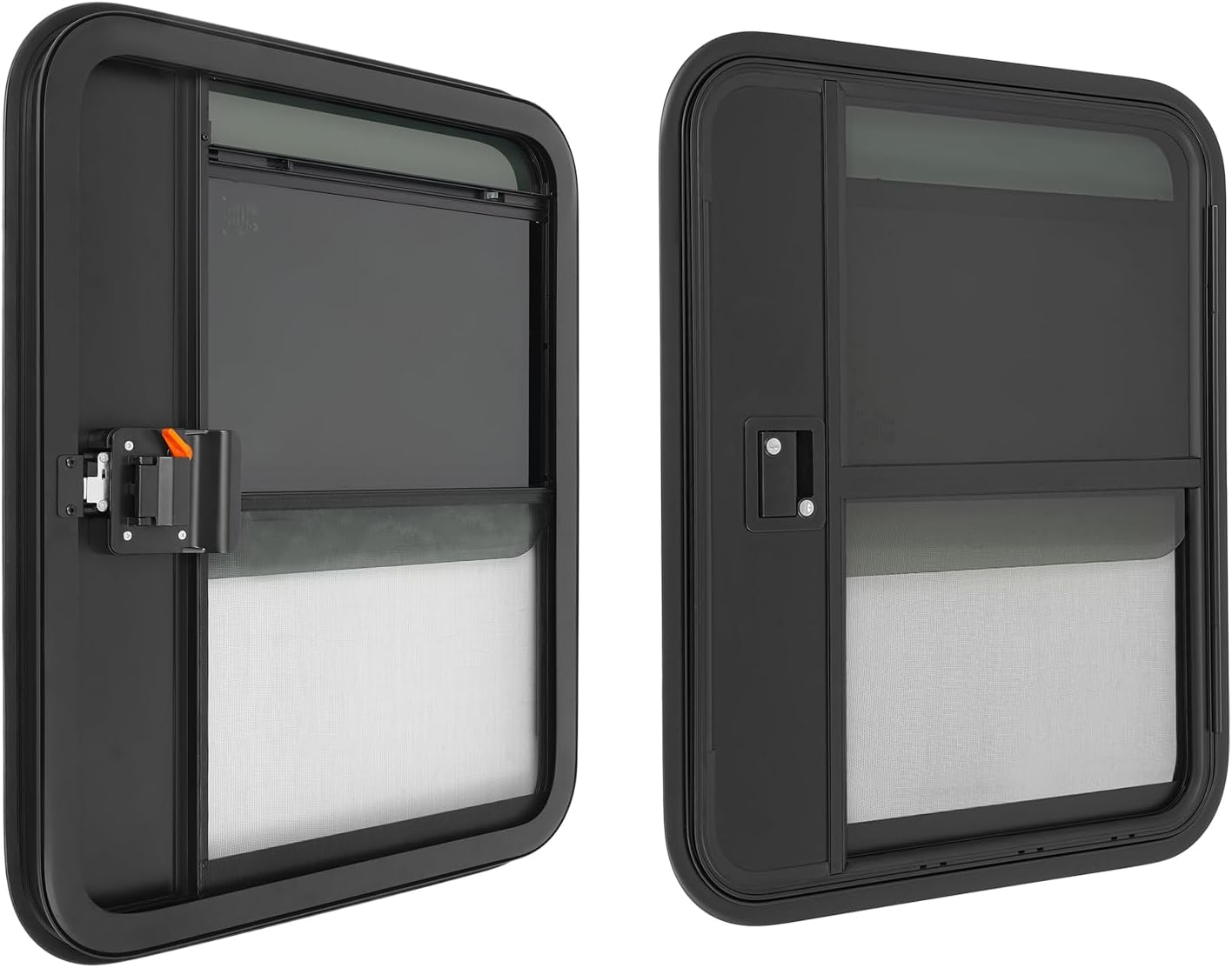 RV Entry Door, 26''x32'' RV Camper Door Teardrop Trailer Doors with Tempered Glass Aluminum Alloy Trailer Entrance Door for 18-20mm Sheet Metal Thickness (Left +Right Side)