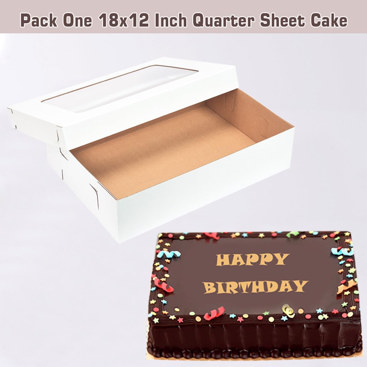 JJO Paquete de 6 cajas para tartas con ventana, cajas grandes de panadería corrugadas rectangulares para donas, brownies, pastelería, magdalenas, suministros de decoración (20 x 14 x 5 pulgadas)