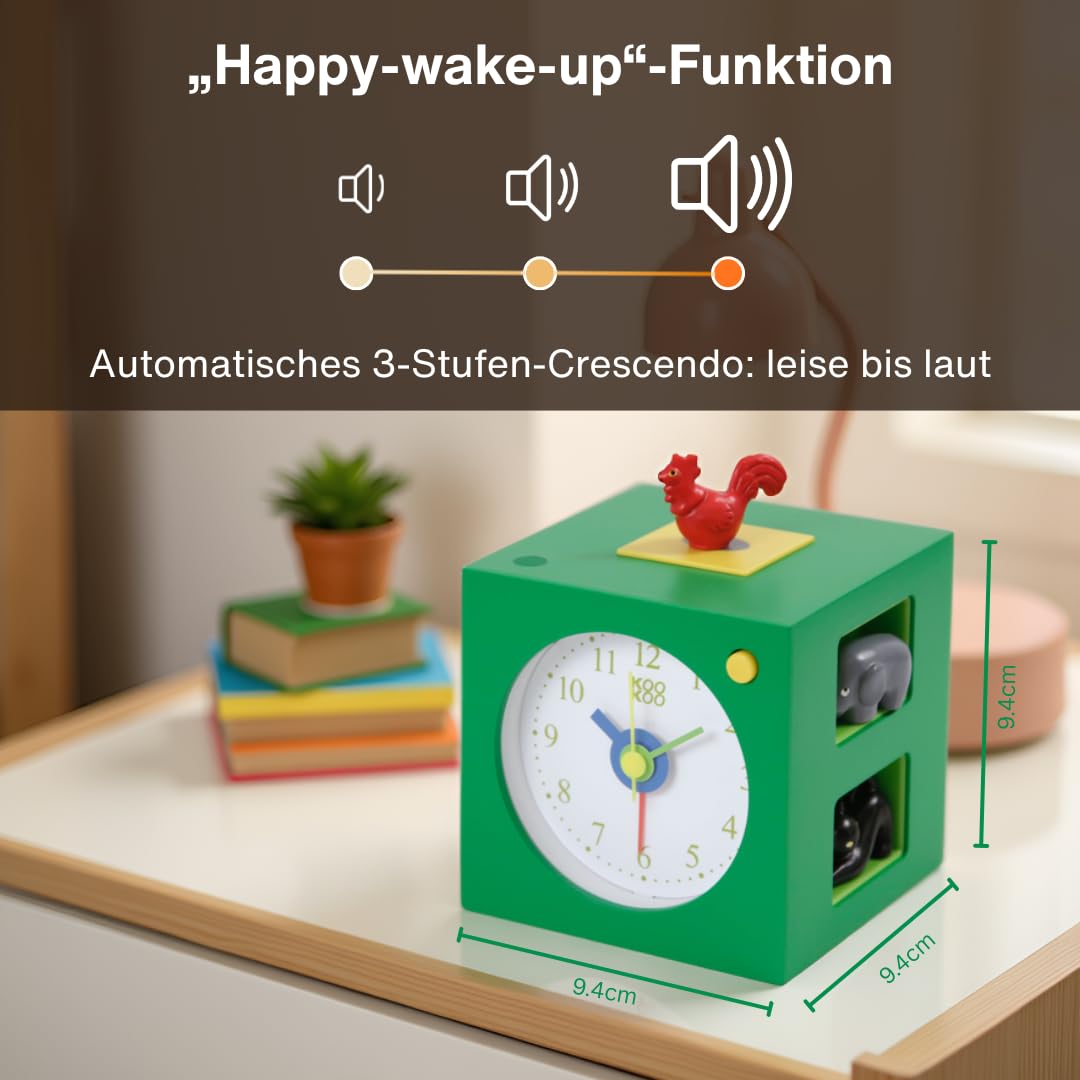 KOOKOO KidsAlarm Grün, Kinderwecker mit 5 Bauernhoftieren und echten Aufnahmen