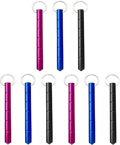 Kubaton - Llavero de autodefensa, juego de llaveros de seguridad para mujeres, mujeres y niñas, llavero Kubaton de aluminio de palo corto de vidrio