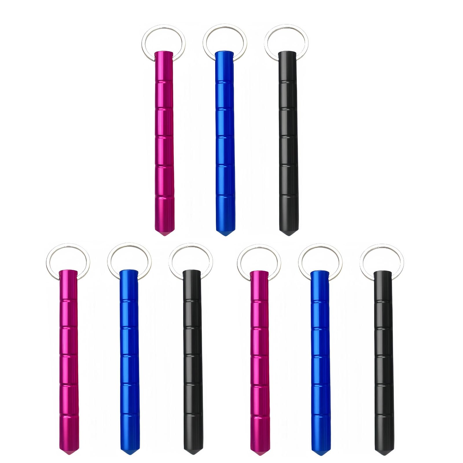 GHYTRIGEN 9Pcs Self Defense Keychain,Safety Keychain Set for Women,Self-defense Key Chain for Women Ladies Girls,Kubaton Keyring Aluminum Short Stick Glass Personal Protection Emergency Tool