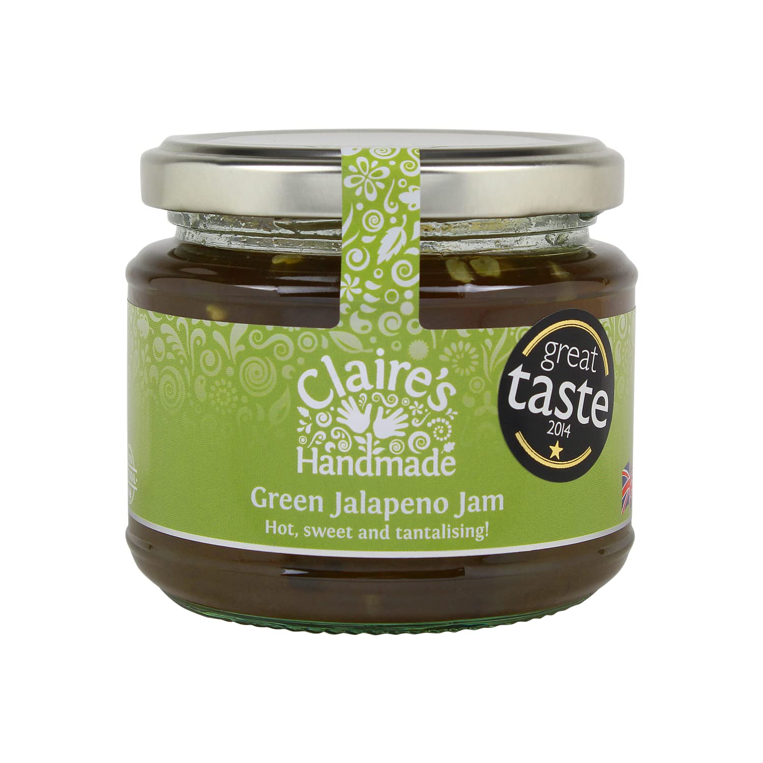 Claire's Handmade - Green Jalapeno Jam (225g) - Great Taste Award Winning Hot, Sweet & Tantalising Jam, Perfect for Adding a Kick, Suitable for Vegetarian, Vegan & Gluten Free Diets, GMO Free