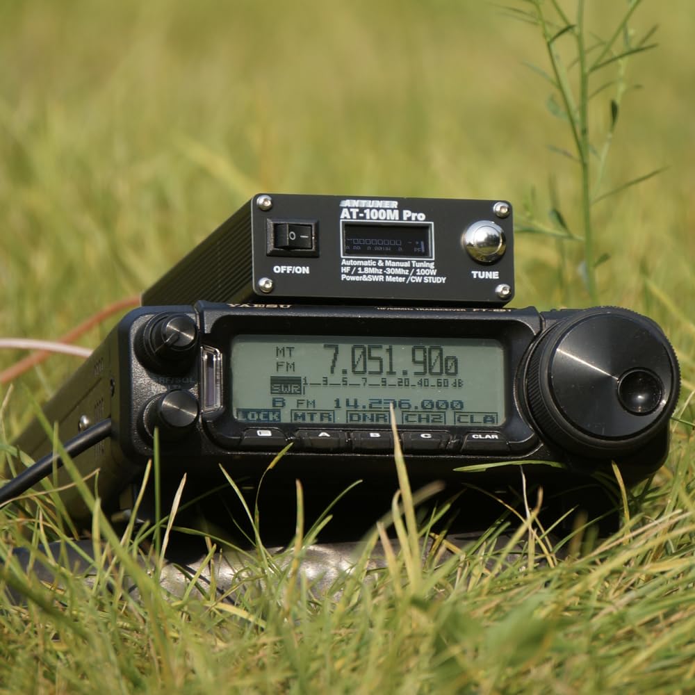 Sintonizzatore per antenna AT100M Pro 1,8 Mhz-30 MHz Dispositivo di sintonizzazione manuale auatico Misuratore di potenza e Onde stazionarie da 100 W Misuratore di potenza multnzionale per