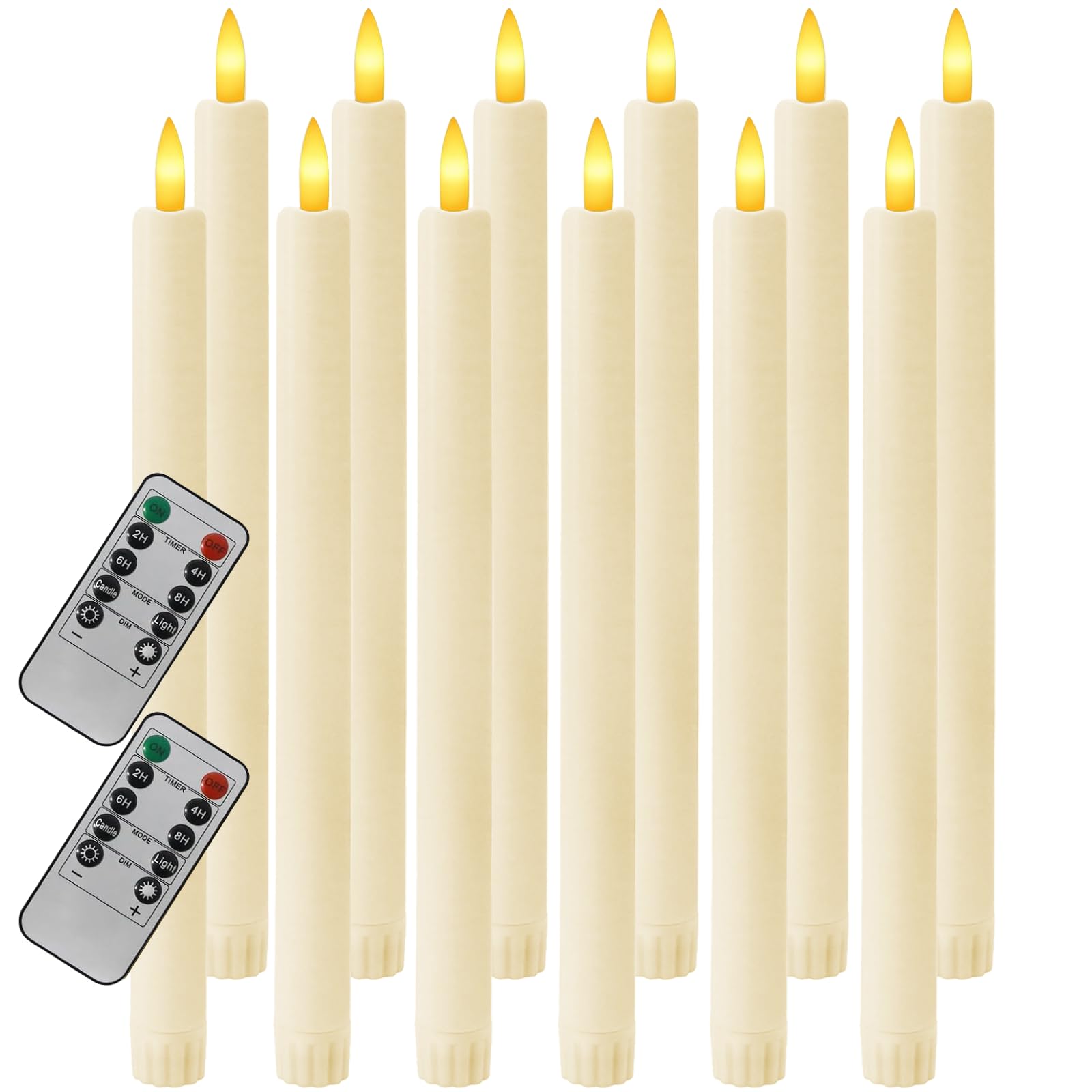 Sunjas 12PCS Flameless Taper Candles