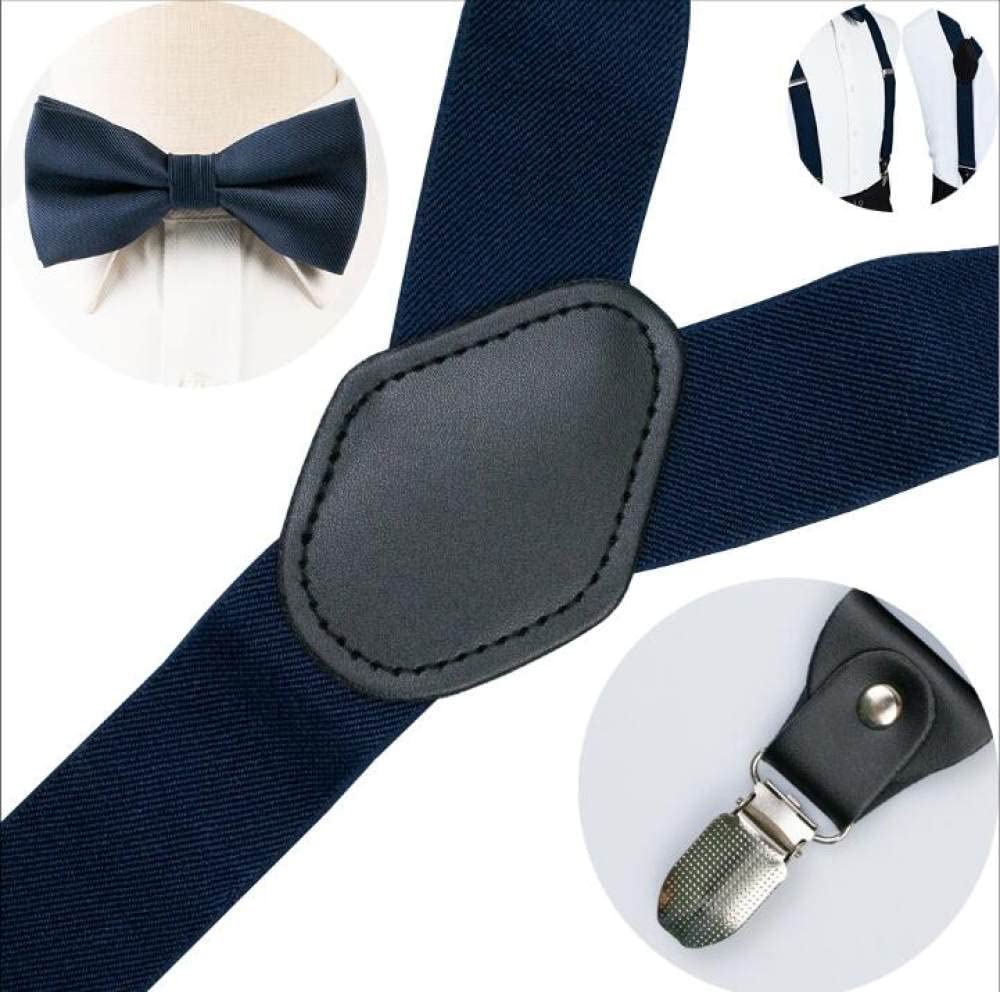 X Form Tirantes de Alta Resistencia, Tirantes for Hombre con Correas Ajustables, Tirantes elásticos de Sarga Negra de Calidad, Pajaritas for Hombre con Camisas Blancas