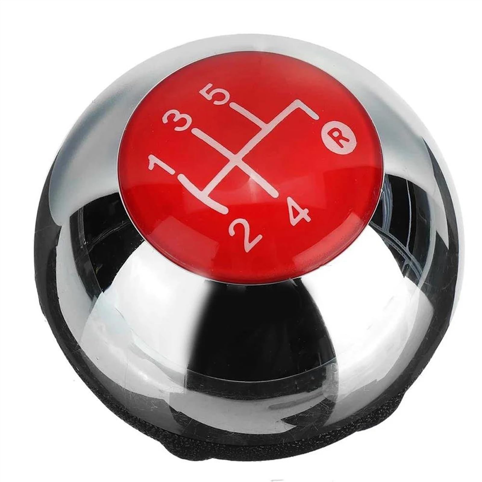 CAVINBDZ for Fiat 500 2012-2018 55344048 5 Speed Gear Shift Knob Shift Transmission Lever Knob Manual Chrome+Red Gear Shift Knob