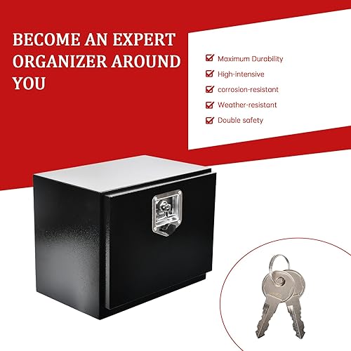 Miniatura 6 de Caja de herramientas de acero de 18 pulgadas para camión y pestillo con mango en T, resistente para camiones, remolques, caravanas, ATV, camionetas,