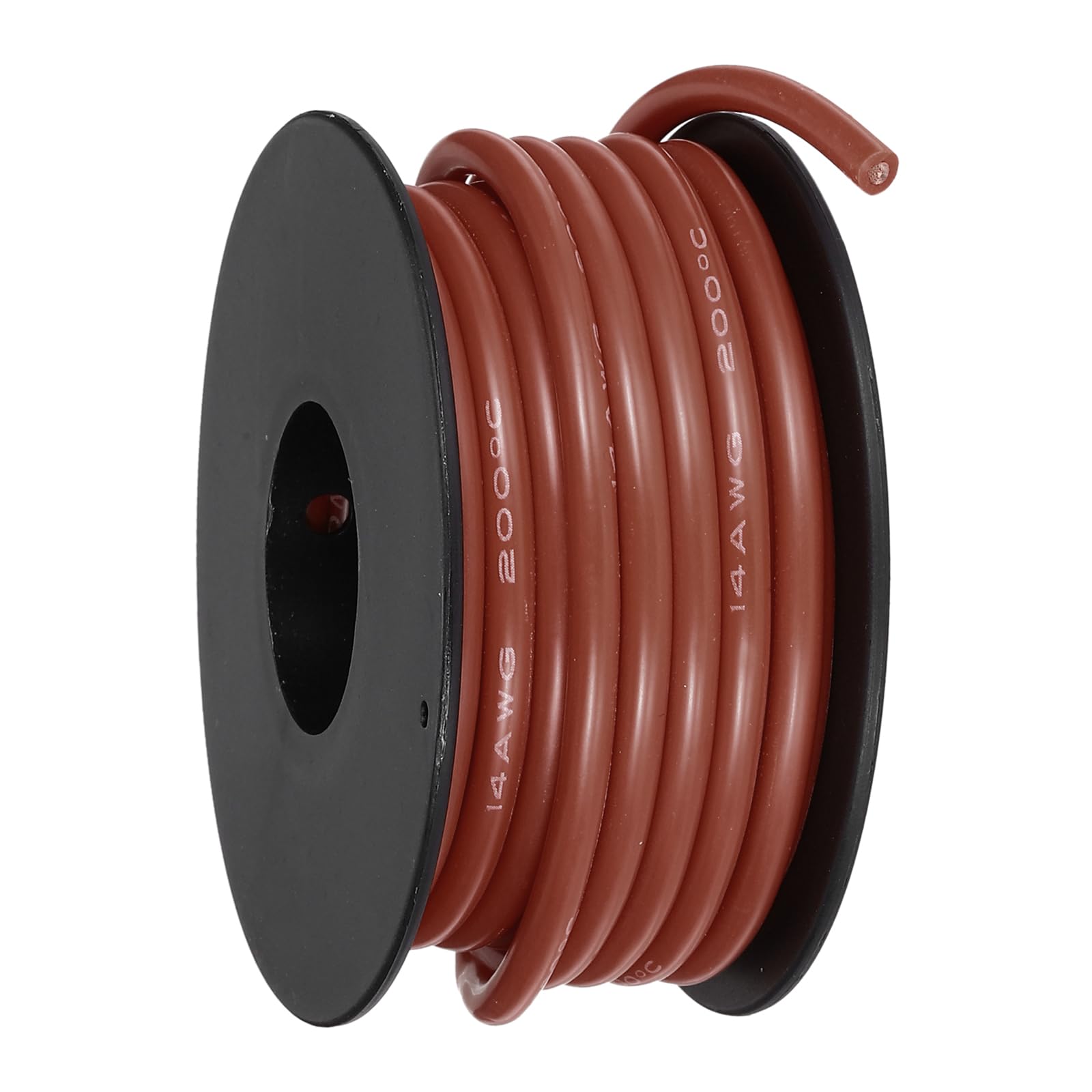 sourcing map 14AWG Flexible Silicone Wire 6m/20ft, 14 Gauge Tinned Copper Electrical Stranded Wire 200 Celsius/392 Fahrenheit High Temperature Hookup Spool for DIY Model Wiring, Brown