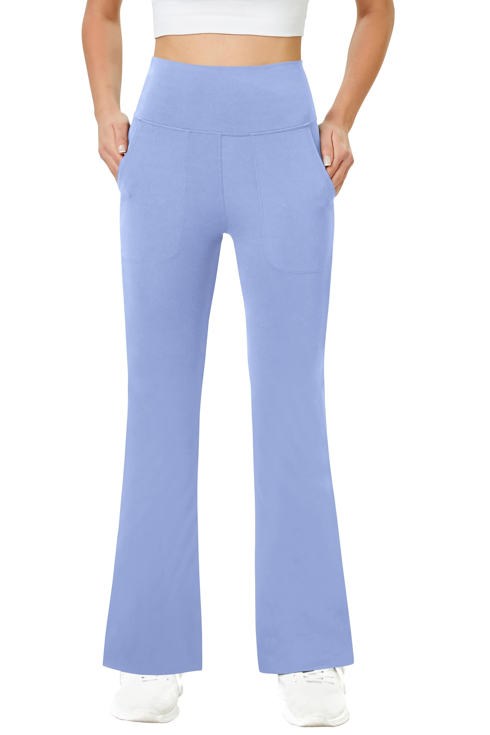 Friptspyg Damen Hose mit Taschen Casual Arbeit Hose High Waist Yogahose Stretch Jogginghose Bootcut Sporthose Freizeit Yoga Pants