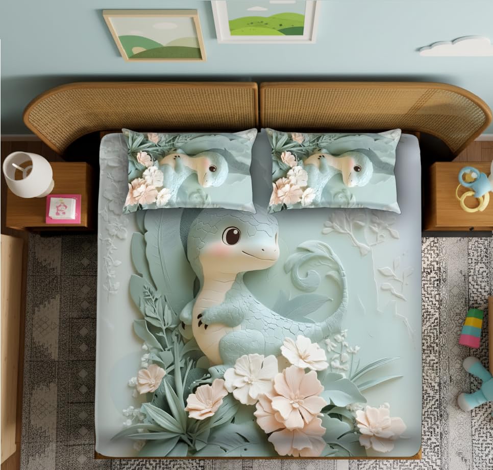 Image of Premium 7D Printed King Size Bedsheet Set with Pillow Covers Soft Cotton Blend Double Bedsheet for Home (Pillow Covers :18x28 inches Bedsheet :108x108 Green)