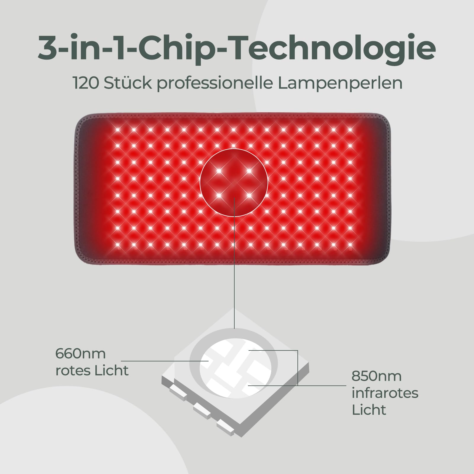 120LEDs Rotlichtlampe Therapie Gürtel für die Schmerzen, Grau