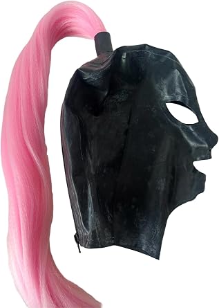 Latex Hood Mask with Ponytail Streamers for Holiday Party, Customized Rubber Latex Mask
