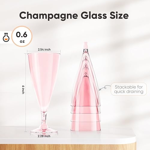 Miniatura 3 de Copas de champán de plástico, 16 copas de champán de plástico, irrompibles y reutilizables, sin tallo, vasos de mimosa de plástico sin BPA,