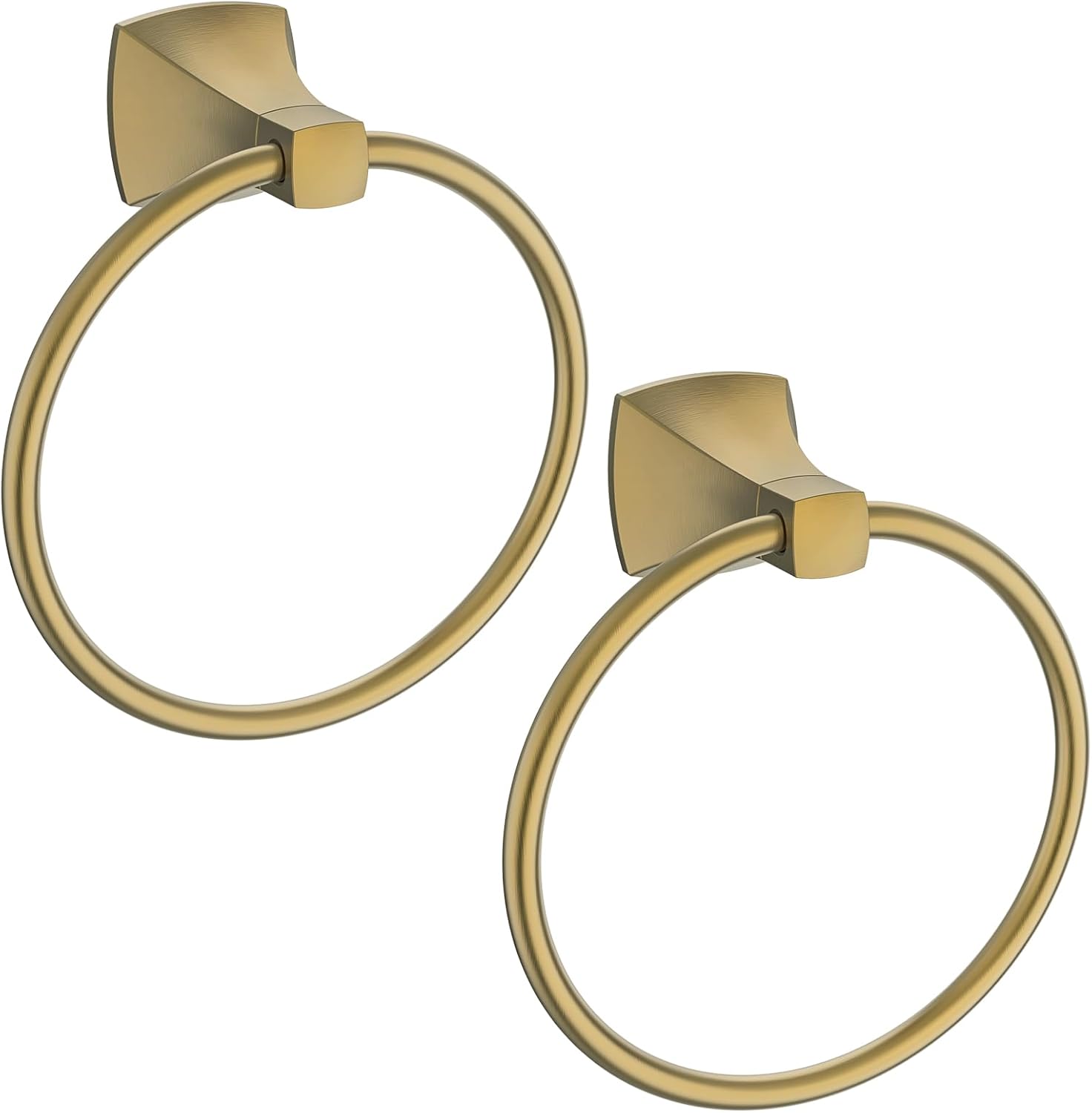 Hand Towel Holder for Bathroom Brushed Gold Towel Ring Stainless Steel and Zinc Alloy Towel Hanger Wall Mount for Bath, Kitchen, 2 Pack