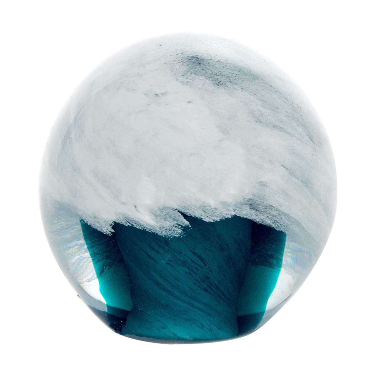 Fermacarte palla di vetro bianco e verde acqua, elegante decorazione da tavolo per scrivania da ufficio, ingresso ingresso, 10 cm