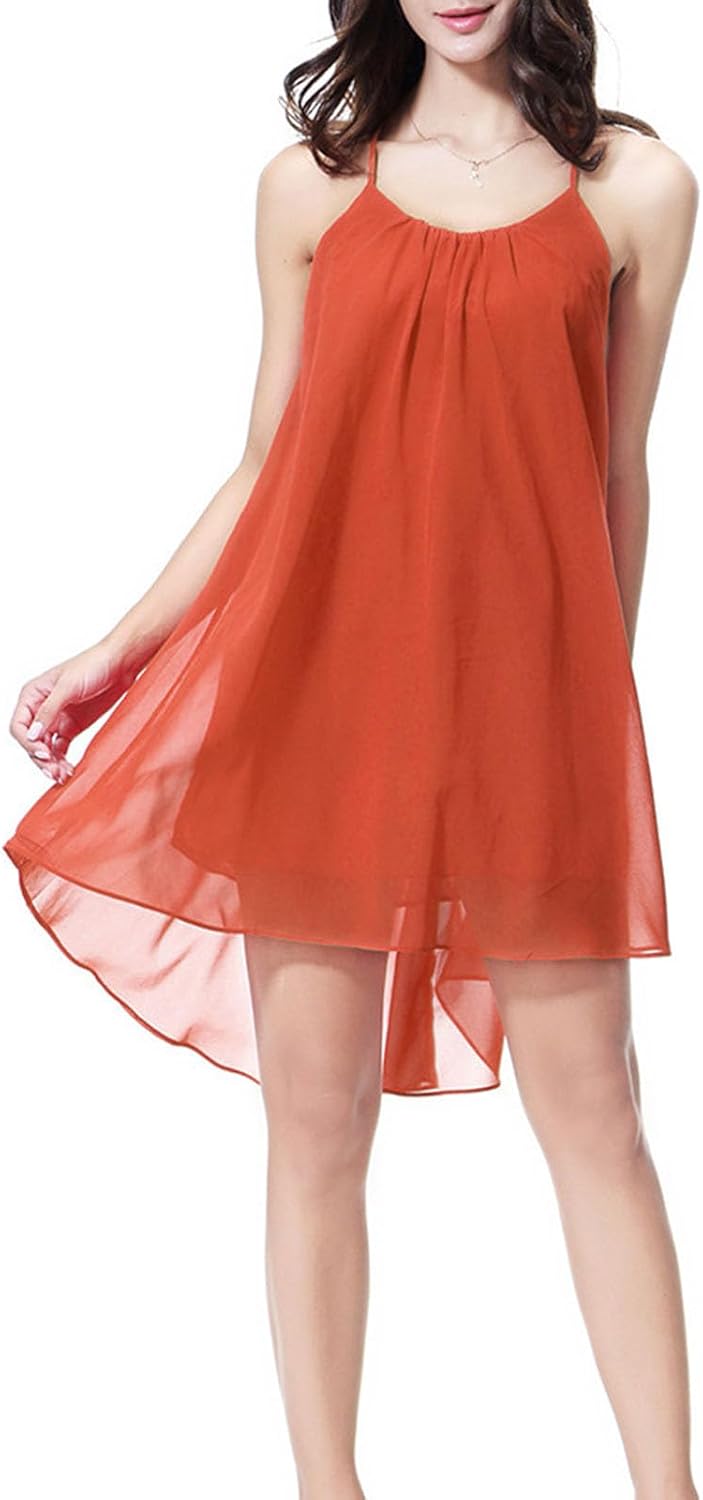Nightdress for Women Mesh Chiffon Backless Babydoll Spaghetti Strap Flowy Mini Dress Sleepshirts Nightgown Sleepwear