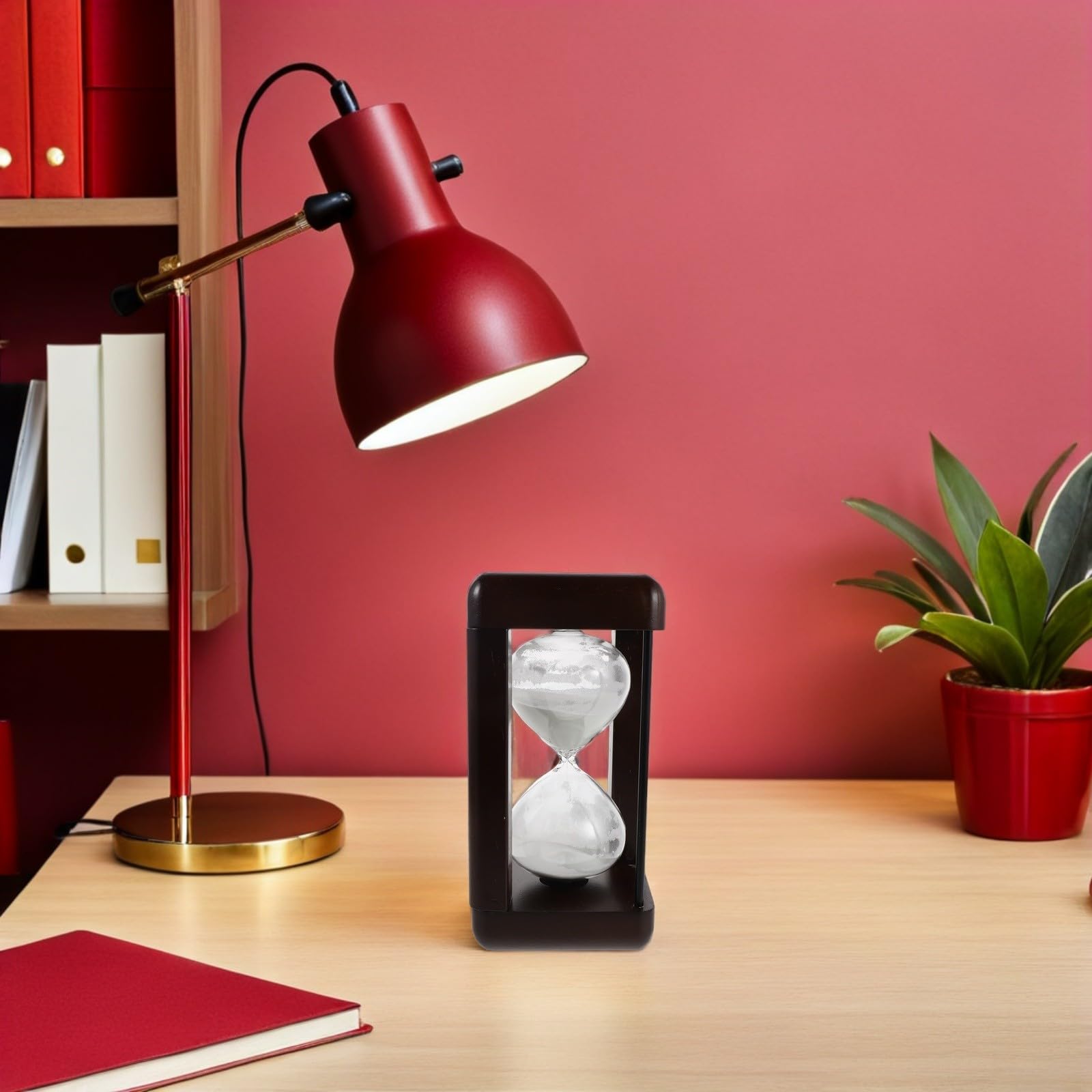 Zerodeko Tisch Sanduhr Ornament aus Glas und Holz 60 Minuten Sanduhr Weiß Vintage Deko für Büro und Outdoor Events