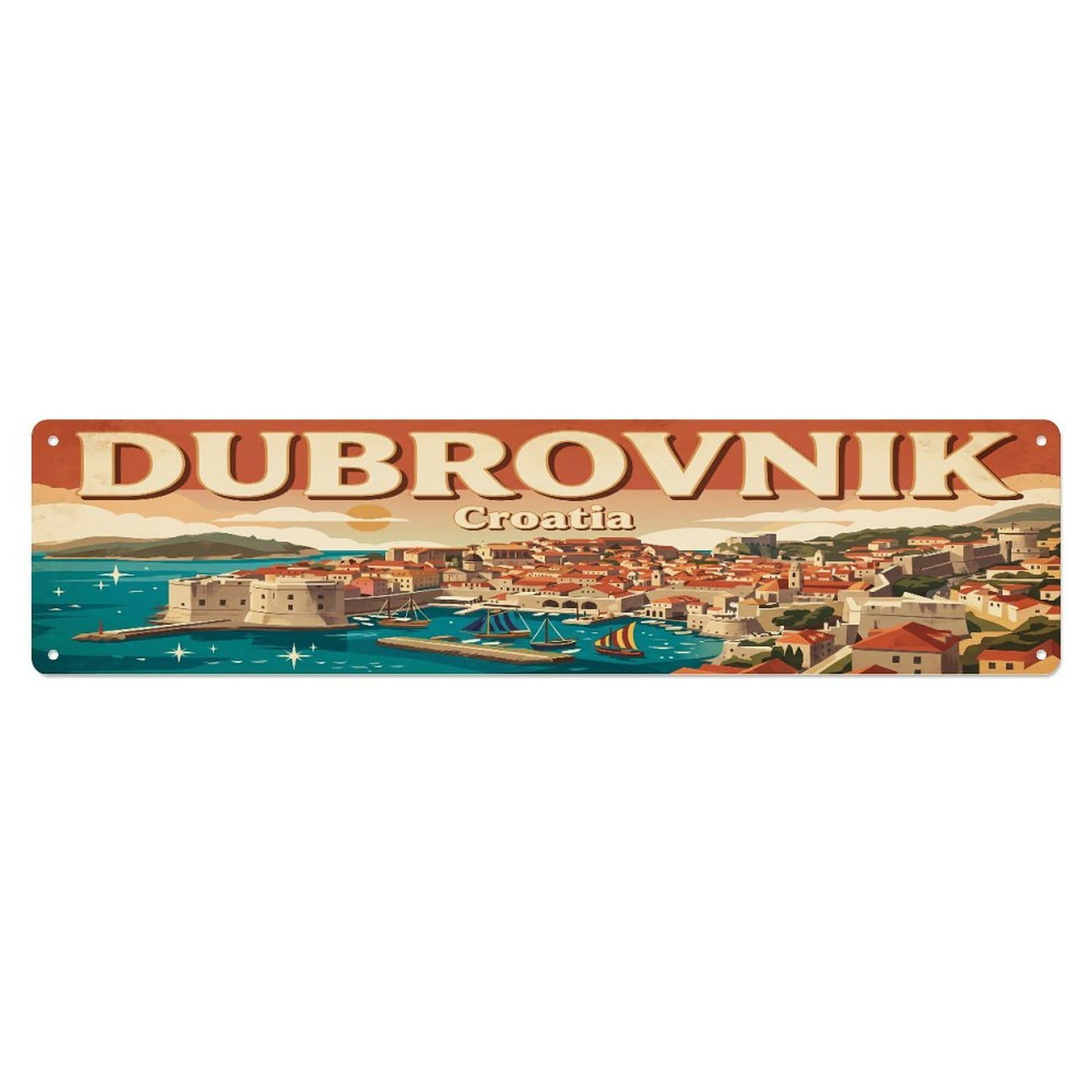 Tgrcjimh Style Metal Tin Sign Vintage Travel Dubrovnik