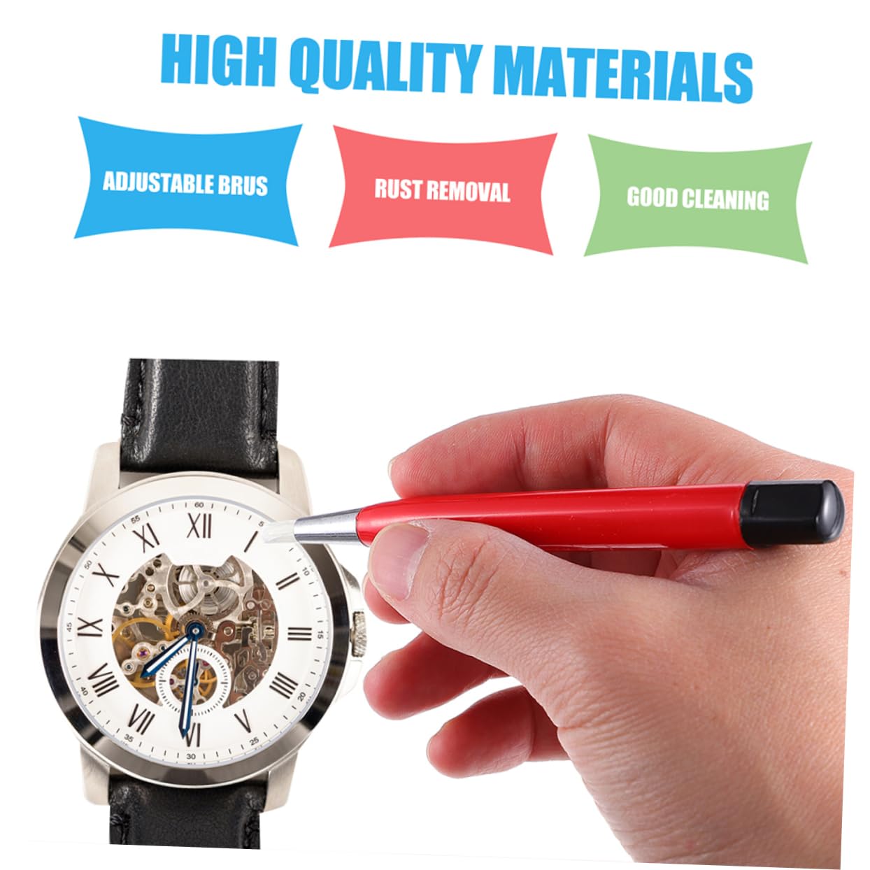 Outanaya 2pcs Clock Fiberglass Cleaning Pens Long Shaft for Watch and Clock Maintenance Sturdy Watch Cleaning Brushes for Precision