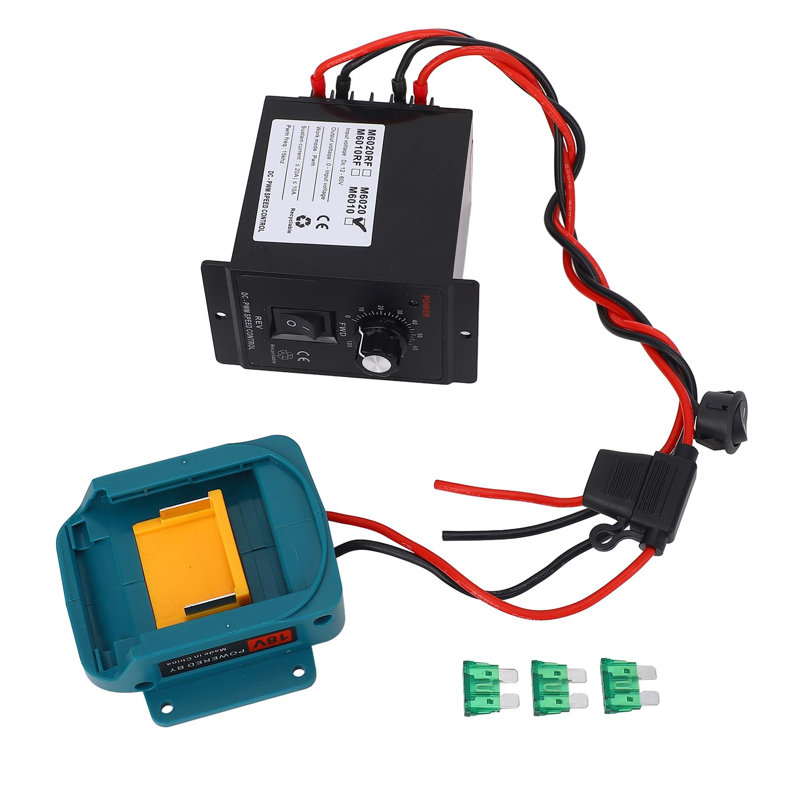 18V Adattatore Batteria Controllo Velocità Motore Kit, ABS DC PWM