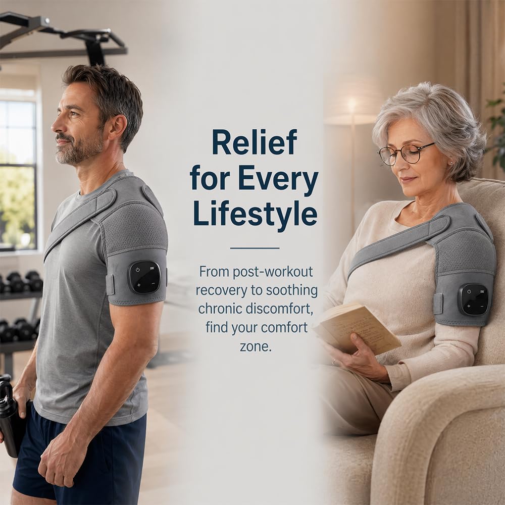 Masajeador Cervical, Masajeador de Cuello y Hombros, Masajeador de Hombros con 3 Ajustes Vibración y panel táctil LED, para Alivio Rápido del Dolor y Contracturas, en Casa y Oficina