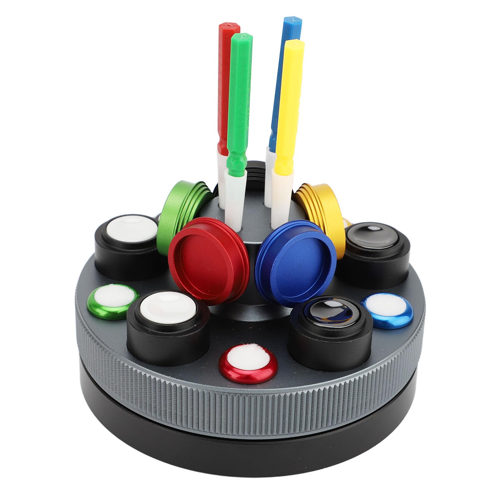 plplaaoo Kit olerato d'oro professionale con copertura antidusta 5 tazze d'olio 4 penne olio Accessori di riparazione del giradischi in metallo per manutenzione e orologeria