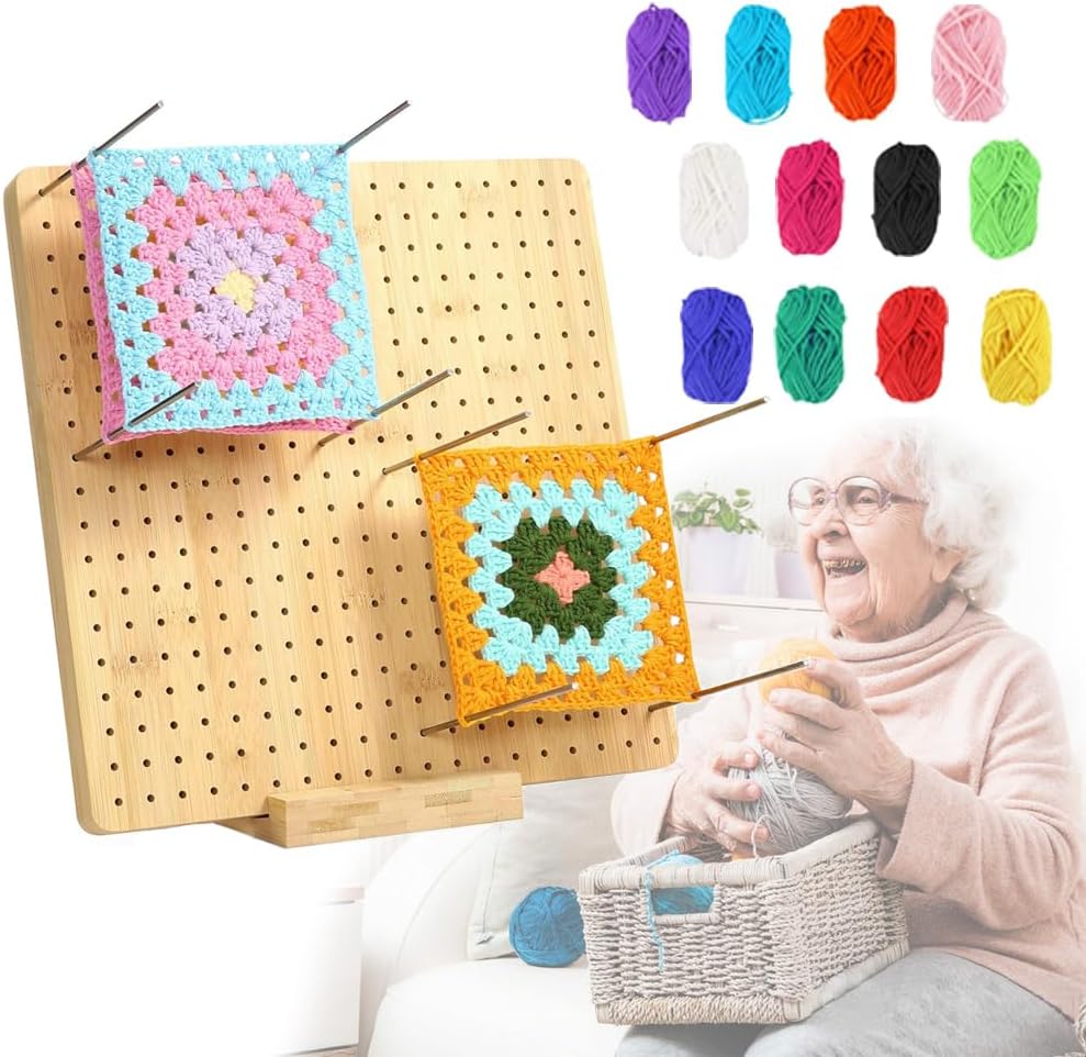 BEMAXYE Bamboo Wooden Blocking Board Kits for Knitting and Crochet, Ideal Gift Finger Exerciser for Mother, Grandma & Elderly (9.2")