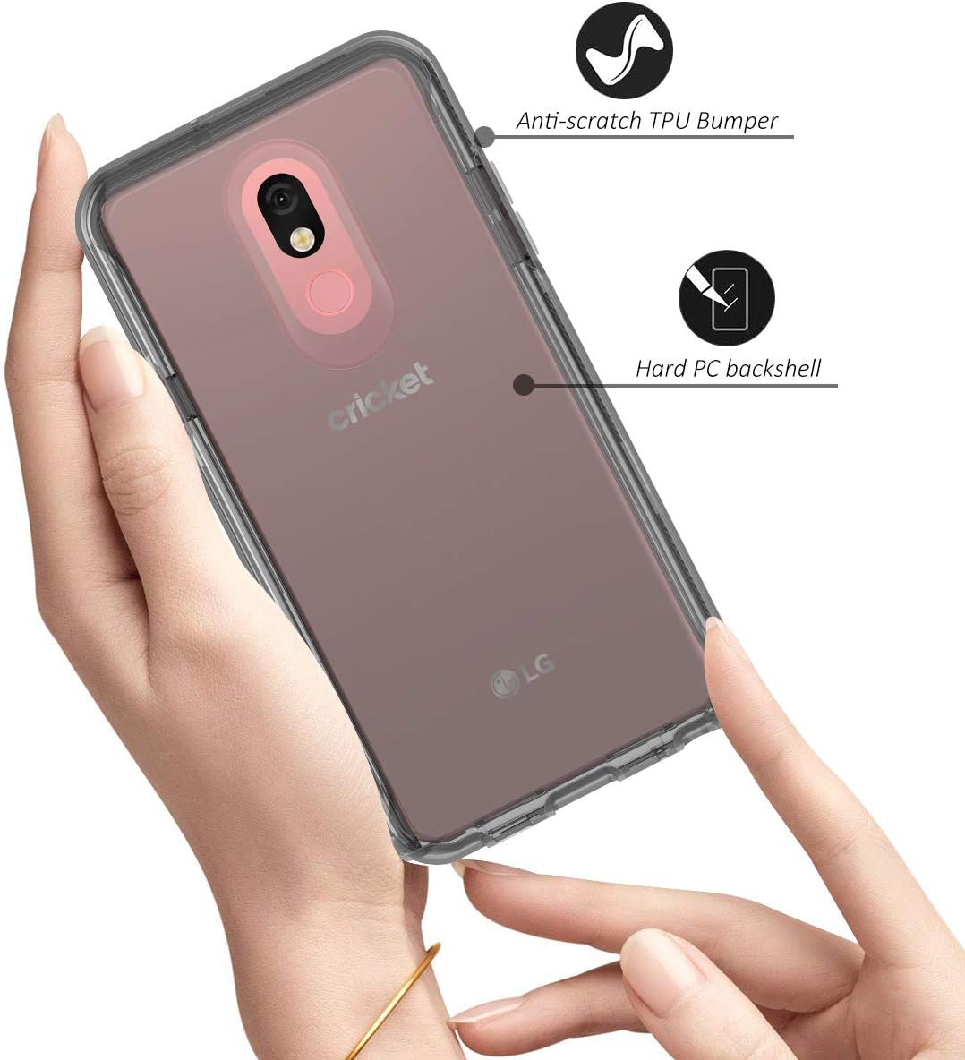 Dexnor Compatible with LG Stylo 5 Case with Built-in Screen Protector Full-Body Rugged Clear Bumper Shockproof Heavy Duty Hard Cover Defender Gray