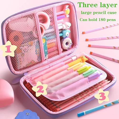 Miniatura 5 de JYPLKCMT Estuche para lápices de unicornio para niñas y niños, bonito estuche para lápices rosa, 3D EVA de gran capacidad, bonita bolsa para lápices