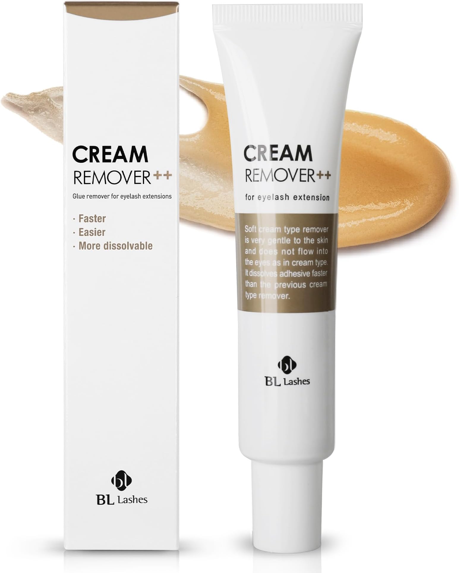 BL Lashes Eyelash Extension Cream Remover Double Plus, Acetone free, Quick eyelash extension remover, odorless formula for sensitive eyes and natural eyelashes, 30g