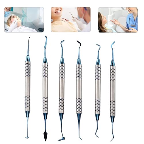 Miniatura 8 de Espátula de relleno de resina compuesta de instrumento dental, 6 piezas de relleno de cabeza chapada en acero inoxidable, herramienta de
