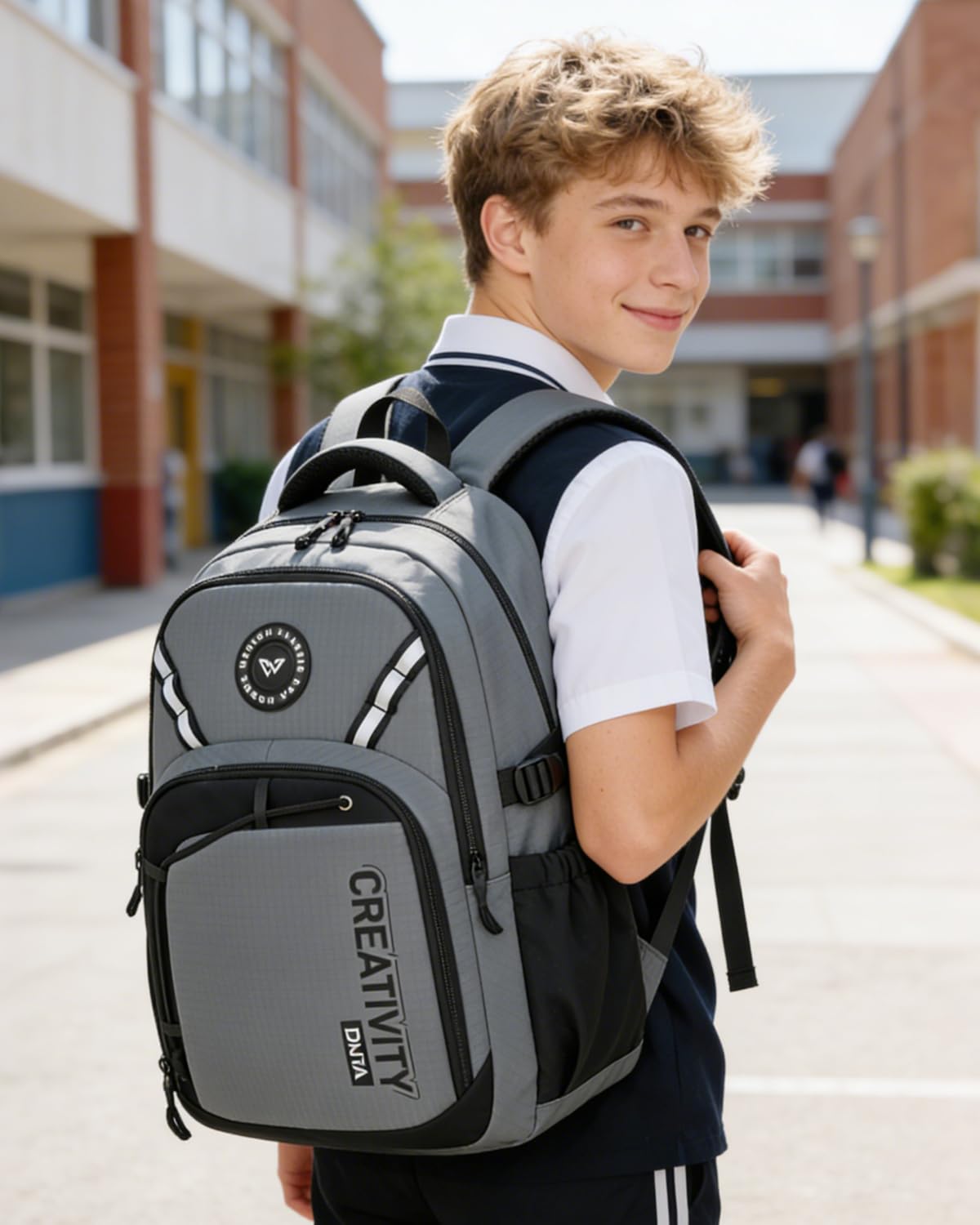 Amythe Mochila Instituto para Adolescentes, Mochilas Escolares para Juveniles 10 a 18 Años con Varios Compartimentos, Mochilas Grande Impermeable para Viagem & Escola, Gris