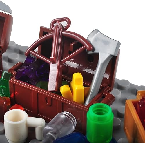 Miniatura 6 de Juego de accesorios del tesoro, bloques de construcción, lingotes de dinero, barra de oro, joyería de ladrillos de construcción, juego de