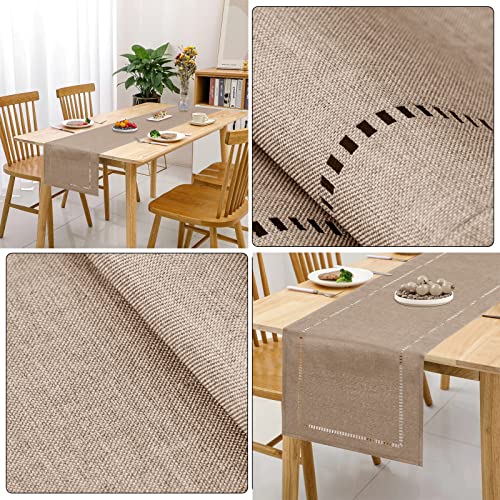 Chemin de table moderne de qualité supérieure en lin beige 183cm - 7