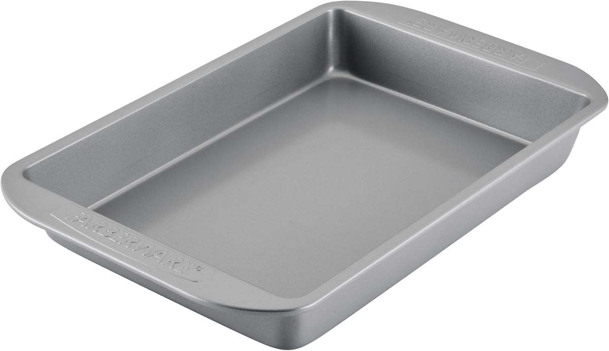 Molde para pasteles rectangular antiadherente de 9 x 13 pulgadas, gris | Hornee brownies y guisos, bandeja para hornear de 13x9 para un calentamiento uniforme, bandejas para hornear antiadherentes, aptas para lavavajillas, aptas para 450F