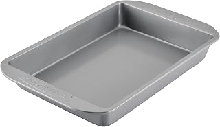 Farberware 9x13 Nonstick Rectangular Cake Pan with Lid - Oven Safe Baking Pan for Cakes, Brownies, Lasagna, Gray