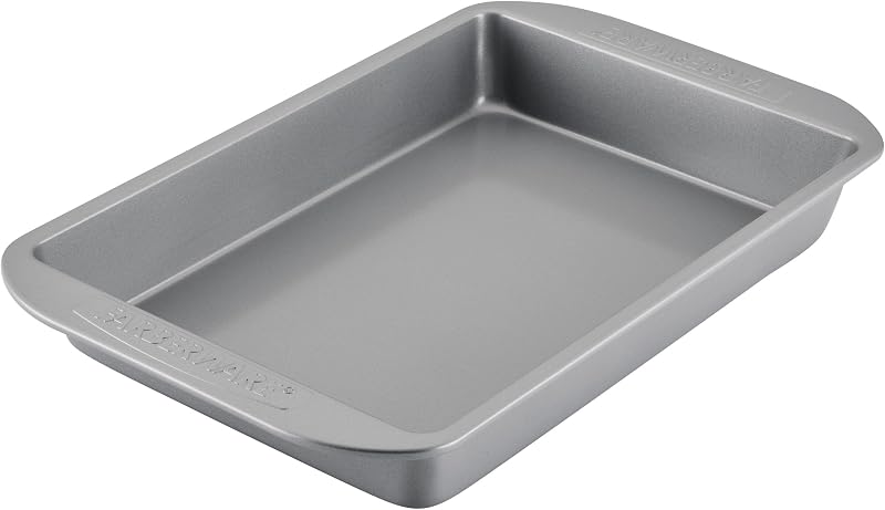 Molde para pasteles rectangular antiadherente de 9 x 13 pulgadas, gris | Hornee brownies y guisos, bandeja para hornear de 13x9 para un calentamiento uniforme, bandejas para hornear antiadherentes, aptas para lavavajillas, aptas para 450F
