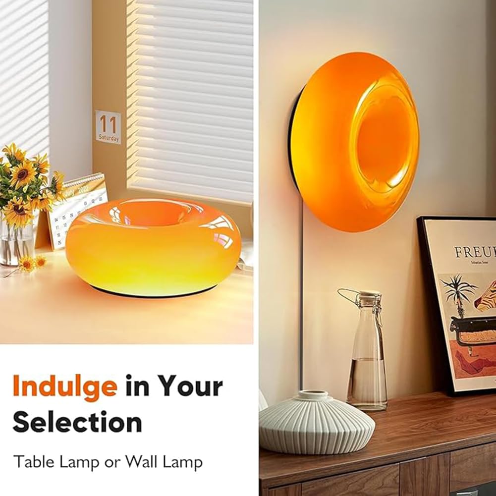 VARMBLIXT Led-lamp tafel/muur, oranje glas/rond, 30 cm - België VARMBLIXT Led-lamp tafel/muur, oranje glas/rond, 30 cm - België