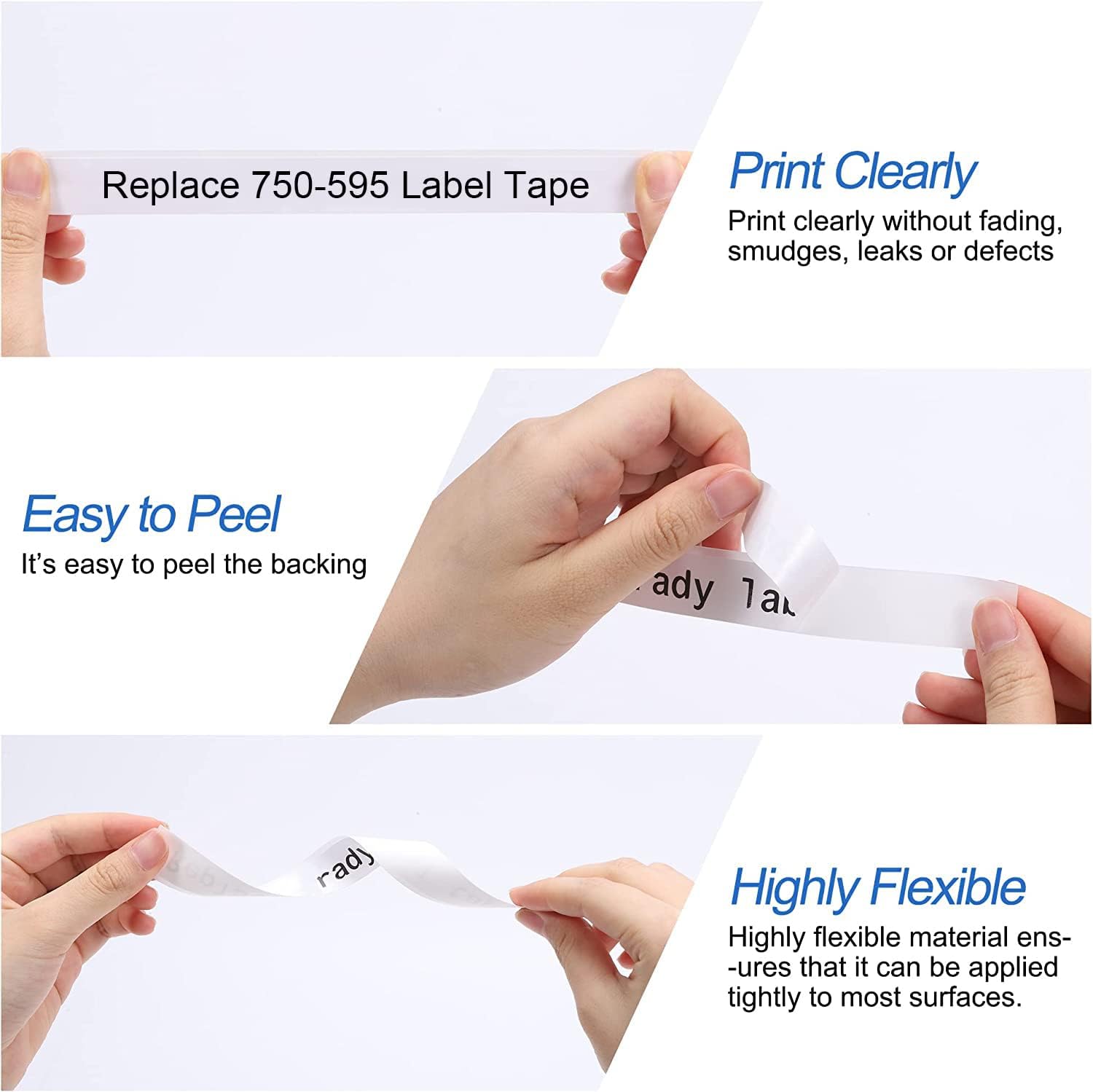 COLORTY Compatible Replacement for M21-750-595-WT Vinyl Labels All-Weather Labeling Tape 0.75" Width, 21' Length for Indoor/Outdoor/Laboratory, Black on White