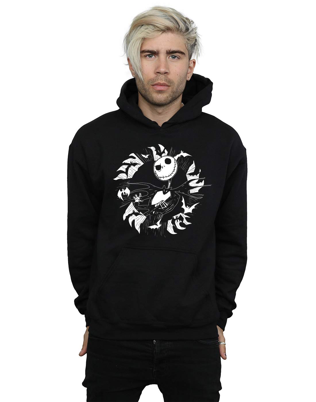 Disney Men's Nightmare Before Christmas Jack Bat Circle Hoodie Black 4XL