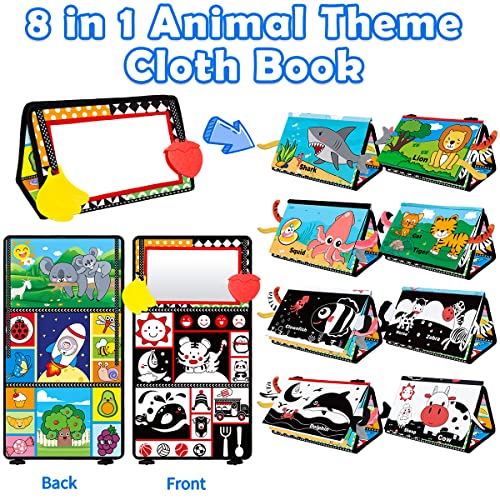 Aboosam Baby Toys 0-6 Months - Tummy Time Mirror Toys With Cloth Books & Teethers - Montessori Infant Toys For Babies 0 3 6 9 Months - High Contrast Newborn Sensory Toy For Boys Girls Baby Gift #TOP1