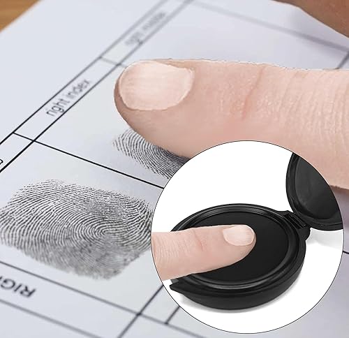 Miniatura 6 de Almohadilla de tinta compacta para huellas dactilares, juego de 10, color negro, almohadilla de tinta de huellas dactilares fácil de almacenar y