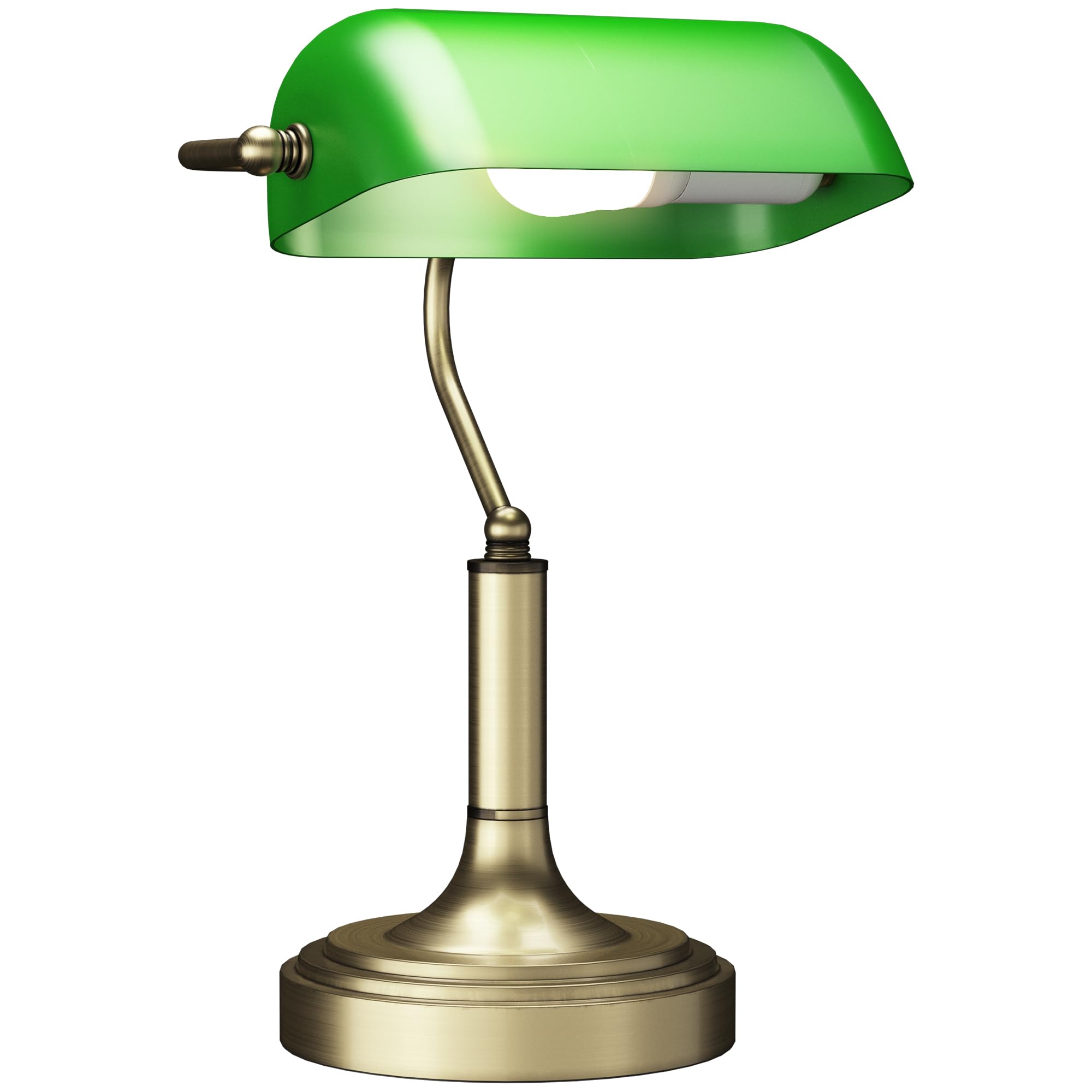 HOMCOM Banker Desk Lamp Vintage Banker Table Lamp E27 with 45° Swivel Lampshade Rocker Switch for Home Bedroom Office Library Green