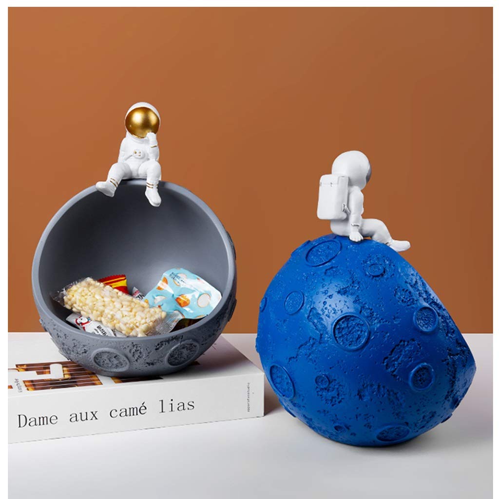 YXCKG Svuotatasche Moderno Design, Svuota Tasche da Ingresso, Vassoio per la Decorazione, Ciotole Decorative per Soggiorno tavolino Portico, Nordic Desktop Decor Key Bowl-Astronaut Half Moon Model
