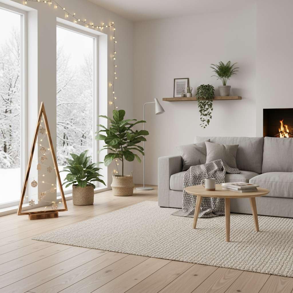 BOGATECO Árbol de Navidad de madera con iluminación LED de 104 cm de altura | Decoración de madera incluida | Decoraciones navideñas | 30 LED |
