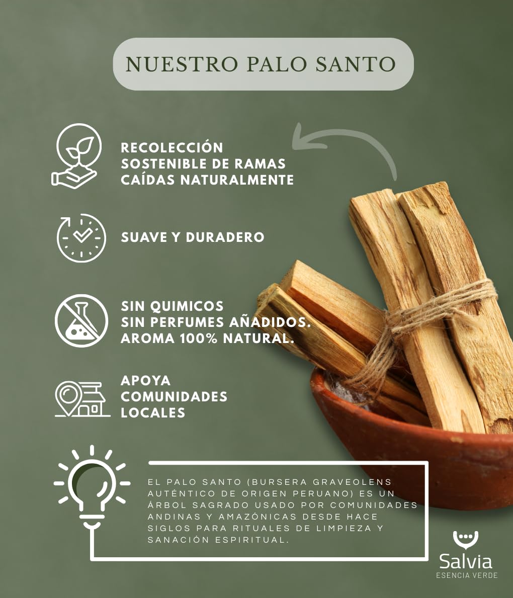 SALVIA Palo Santo naturalne kadzidło, 50 g, około 5-7 sztuk, kadzidełka naturalne, gatunek drzewa, które dobrze się palą, oryginalny produkt z Peru, święte drewno, czyste drewno do czyszczenia energii