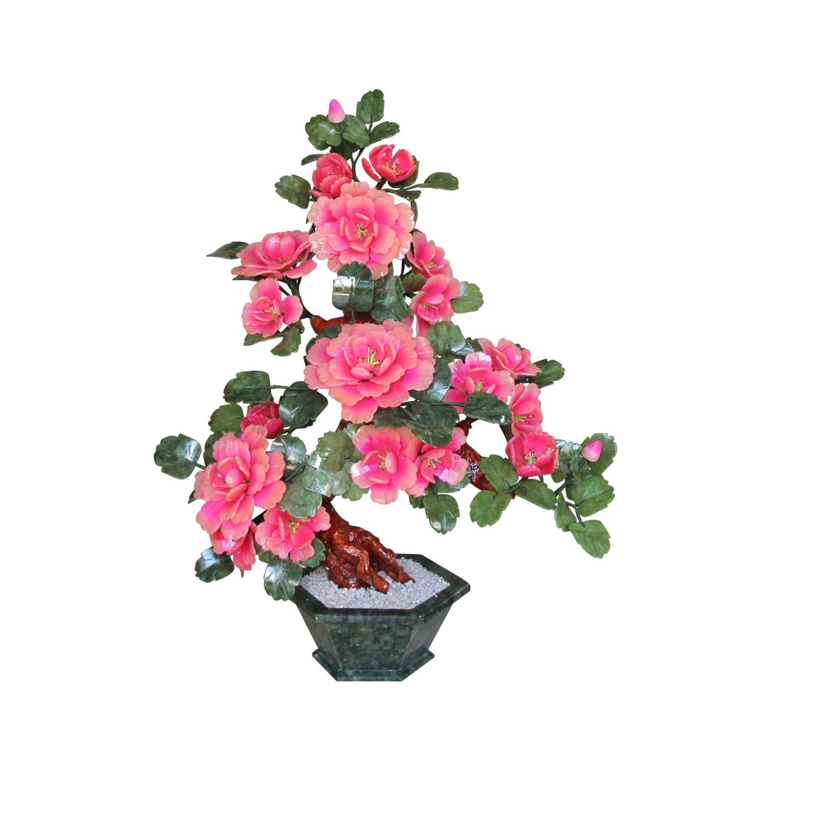 DFGHNBVC Artificial Plants Chinese Style Artificial Bonsai Tree Peony Jade Pot Planting Potted Plant For Office Simulation Tree,