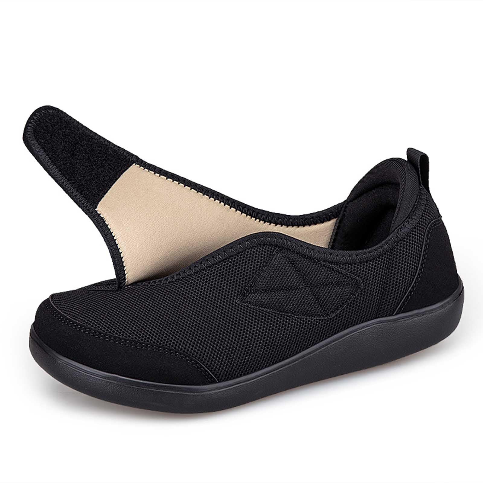 Diabetiker Schuhe - Microvelour Damen Hallux Valgus Extra Breite Füße Laufschuhe Mesh Klettverschluss Klettverschuß Leicht Memory Foam Sohle Orthopädische Freizeitschuhe Weit Geschwollene Rehaschuhe